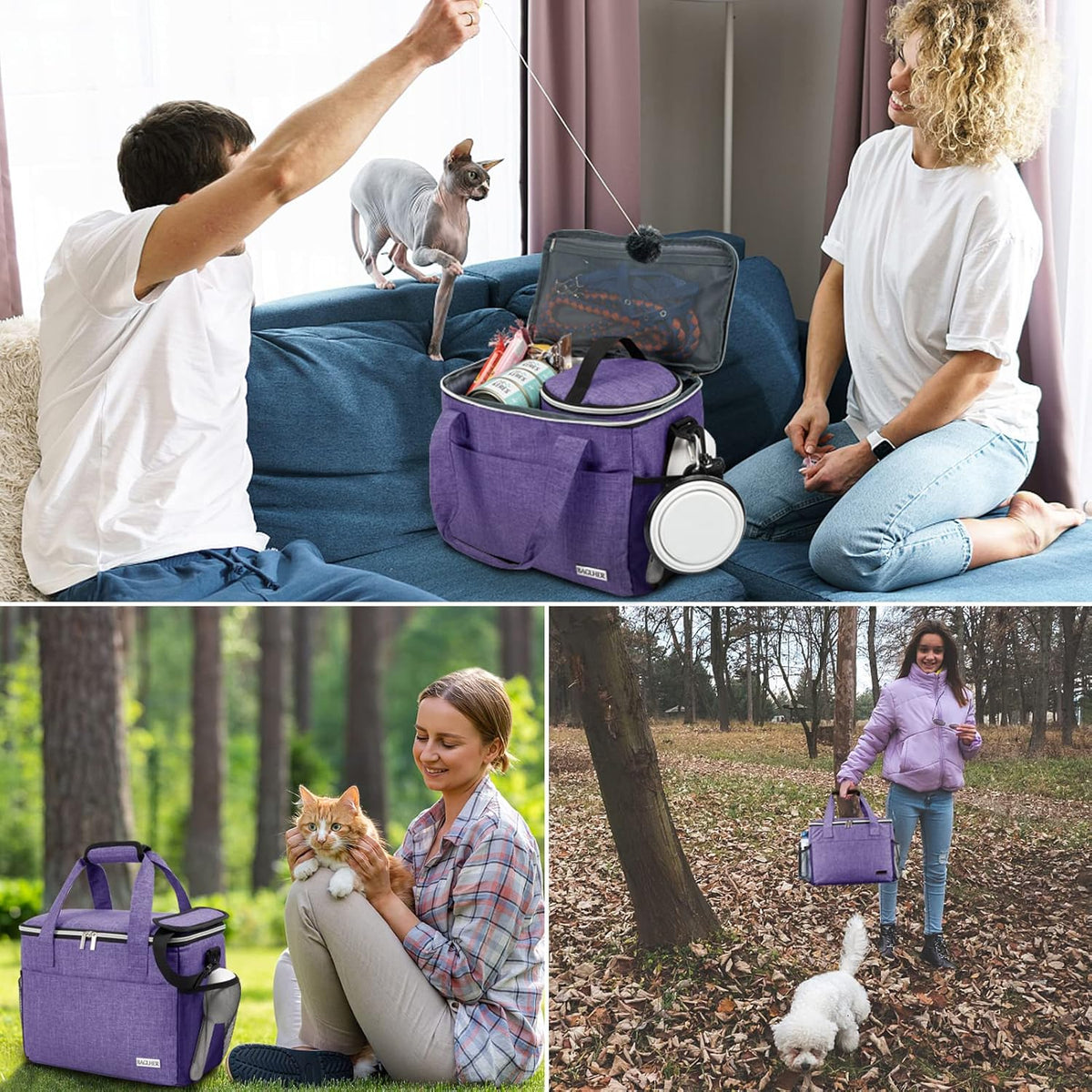 BAGLHER Dog Travel Bag Backpack Pet Supplies Backpack 5-Piece Set with Shoulder Strap 2 Lined Pet