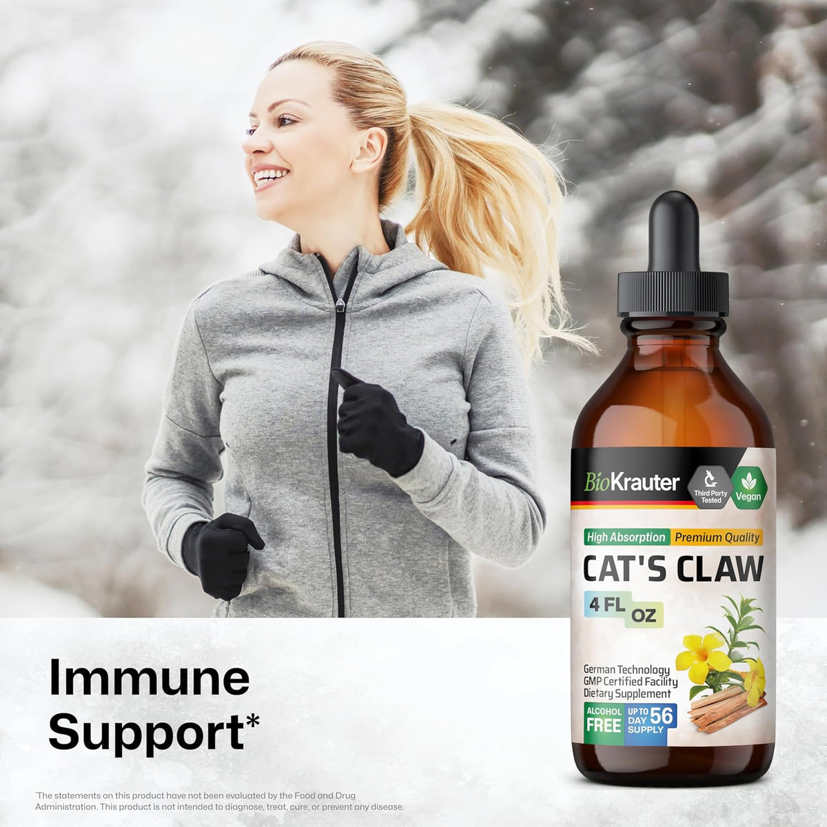 BIO KRAUTER Cats Claw Tincture - Liquid Cats Claw Herb for Immune Support - Alcohol & Sugar Free