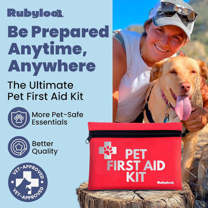 Dog First Aid Kit for Hiking & Travel - Vet Approved Emergency Supplies - Pet First Aid Kit Guide