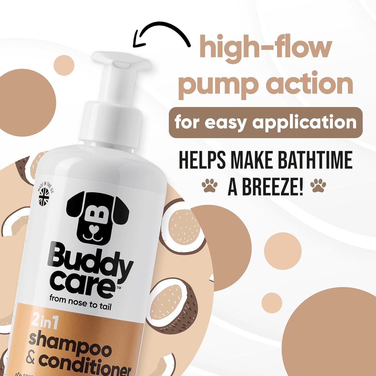2in1 Dog Shampoo and Conditioner (16.90oz) | Coconut Scented Dog Shampoo Sensitive Skin |