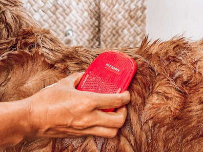 Tuff Pupper Dog Bath Brush, Silicone Pet Hair Remover Brush for Shampooing & Massaging Dogs, Dog