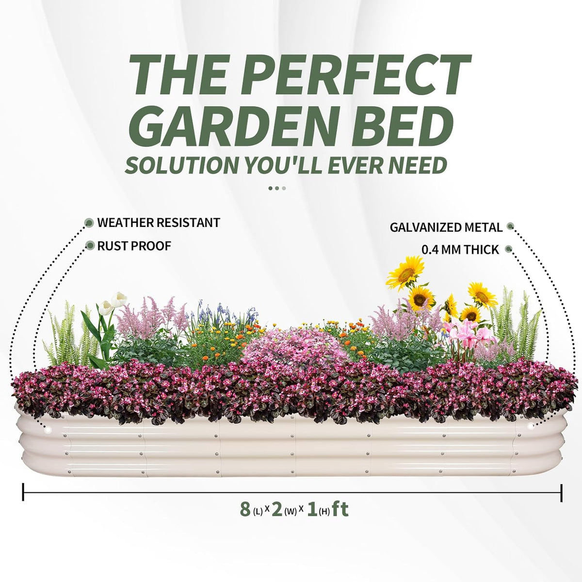 1MORE Galvanized Raised Garden Bed- Planter Garden Boxes Outdoor, Raised Beds for Gardening