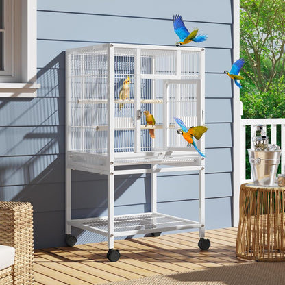 YITAHOME 41 inches Metal Bird Cage for Parakeets: Large Parrot Cages with Tray, Food Boxes, and