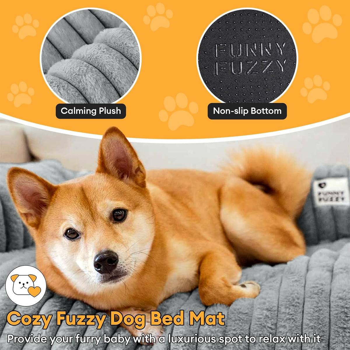 FUNNY FUZZY Pet Couch Cover for Sofa, Calming Dog Bed for Couch, Fluffy Plush Cat Bed Mat for