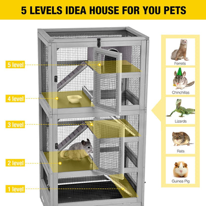 Aivituvin Ferret Cage Chinchilla Cage for Rat,Lizard,Squirrel, Chameleon,Gerbils and Other Small