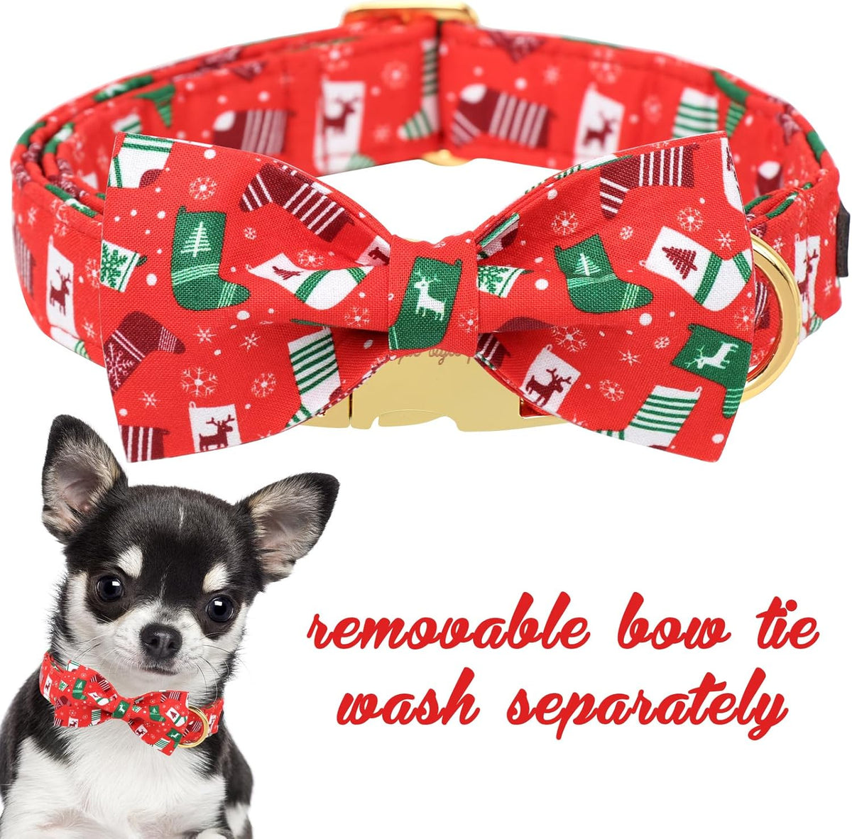Unique Style Paws Christmas Day Dog Collar with Bow Christmas Tree Cotton Puppy Collars for Small