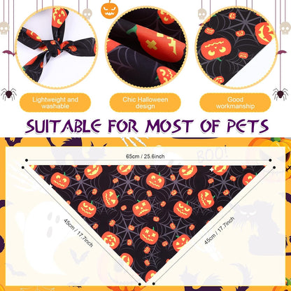 Abbylike 200 Pcs Halloween Dog Bandanas Bulk Pumpkin Bandanas for Dogs Pets Triangle Kerchief Bibs