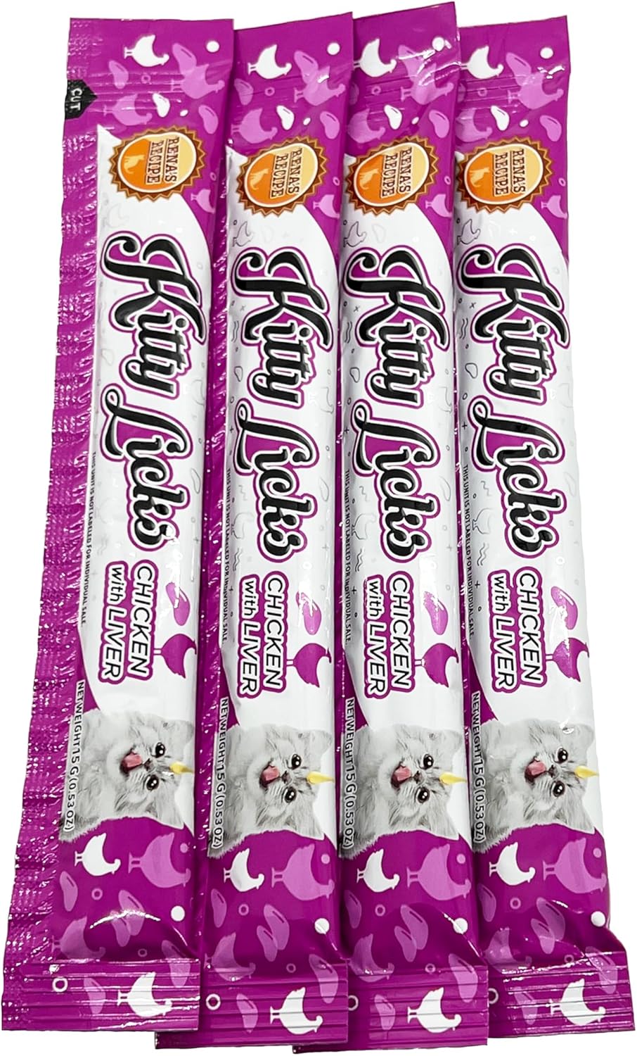 Rena's Recipe Kitty Licks Chicken Barrel (60 Tubes) 3 flavorsX 20 Tubes Cream Lickable Cat Treats 3