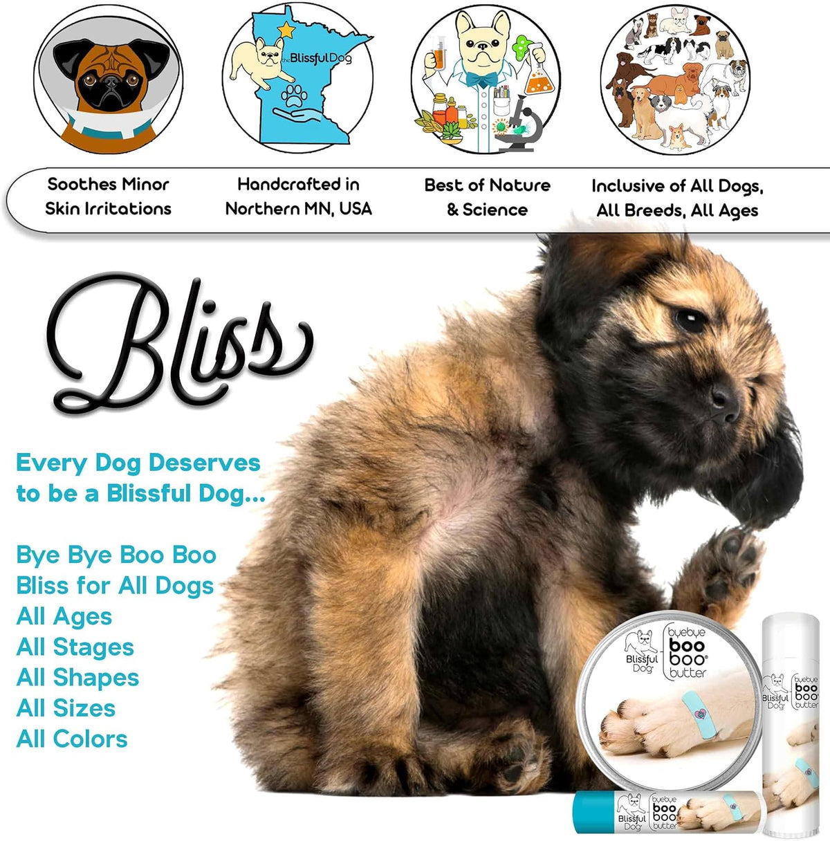 The Blissful Dog 8 oz TIN Golden Retriever Booboo Butter