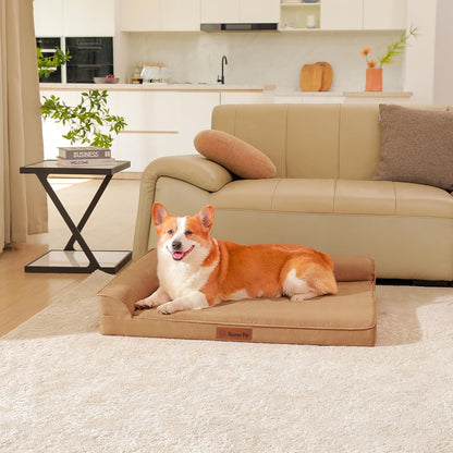 Upgraded Large Dog Bed, 3" Memory Foam with Waterproof Liner, Chew Resistant Microsuede Cover