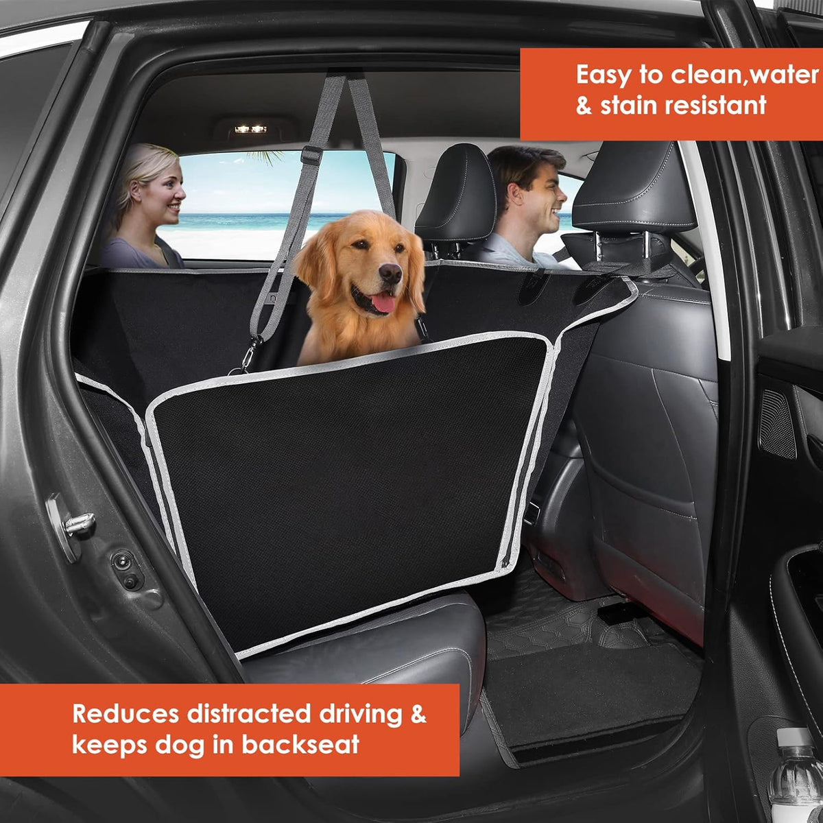 njnj Dog Car Seat Cover for Back Seat - Waterproof Dog Half Hammock for Cars,Scratchproof Pet