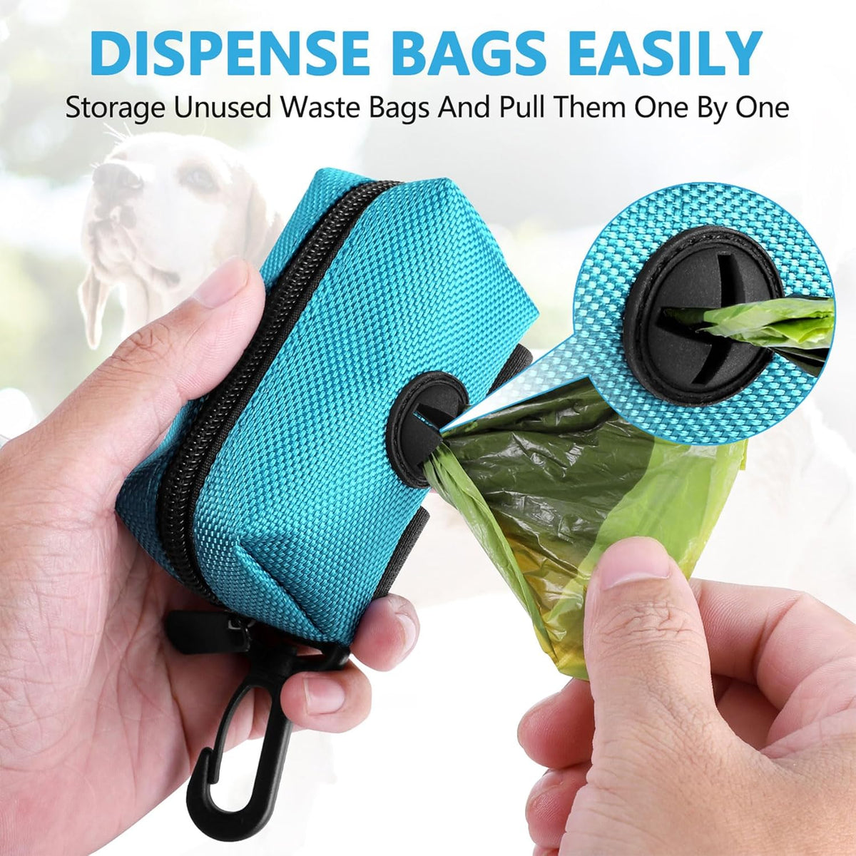Dog Waste Bag Dispenser Pet Poop Bags Holder for Doggie Waste Bags Dispensers Soft Fabric Zipper