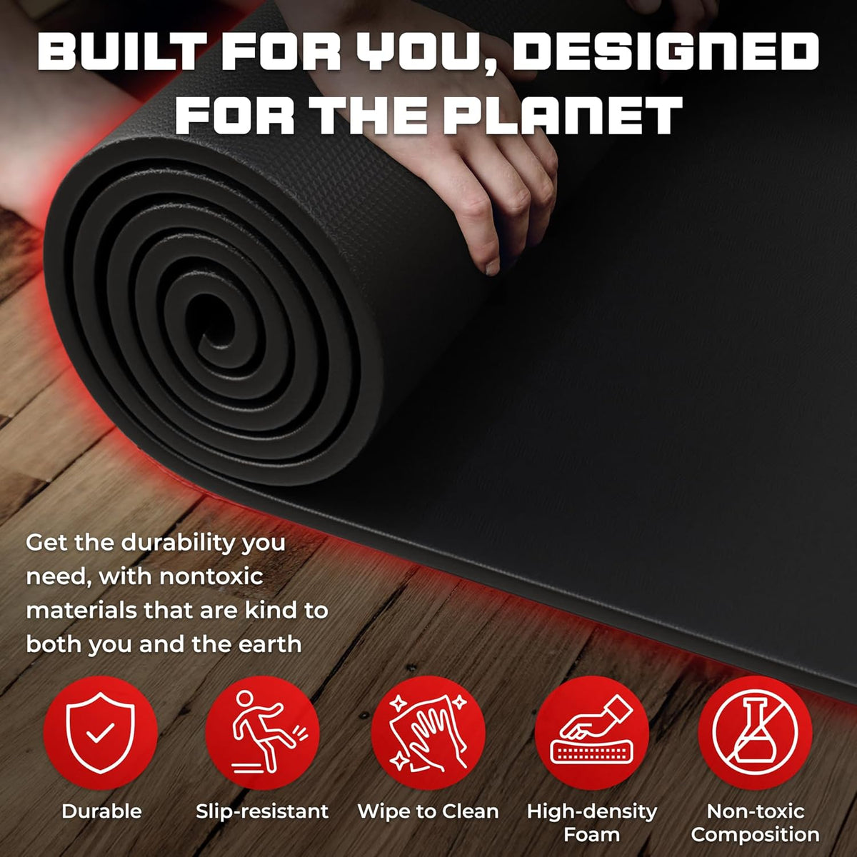 8FT x 4FT Extra Large Exercise Mat - PVC Floor Workout Mat with Carry Bag, Cleaning Cloth - Non