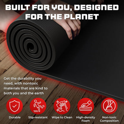 8FT x 4FT Extra Large Exercise Mat - PVC Floor Workout Mat with Carry Bag, Cleaning Cloth - Non