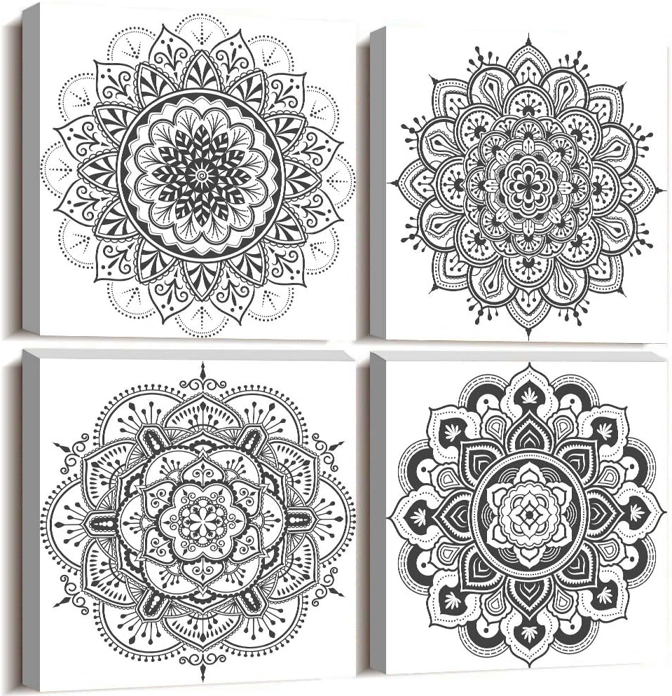 Black and white art Decorative pattern Canvas Wall Art for Living Room Bedroom wall decor Bathroom