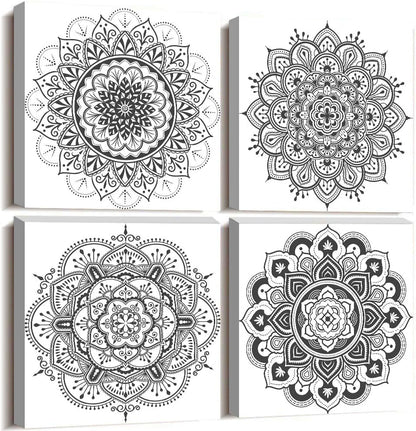 Black and white art Decorative pattern Canvas Wall Art for Living Room Bedroom wall decor Bathroom
