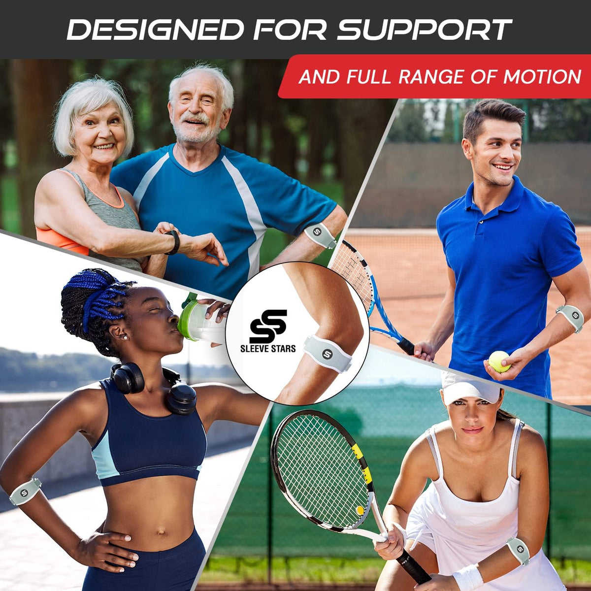 Sleeve Stars Tennis Elbow Brace for Women - Adjustable Tennis Elbow Strap, Golfers Elbow Brace for