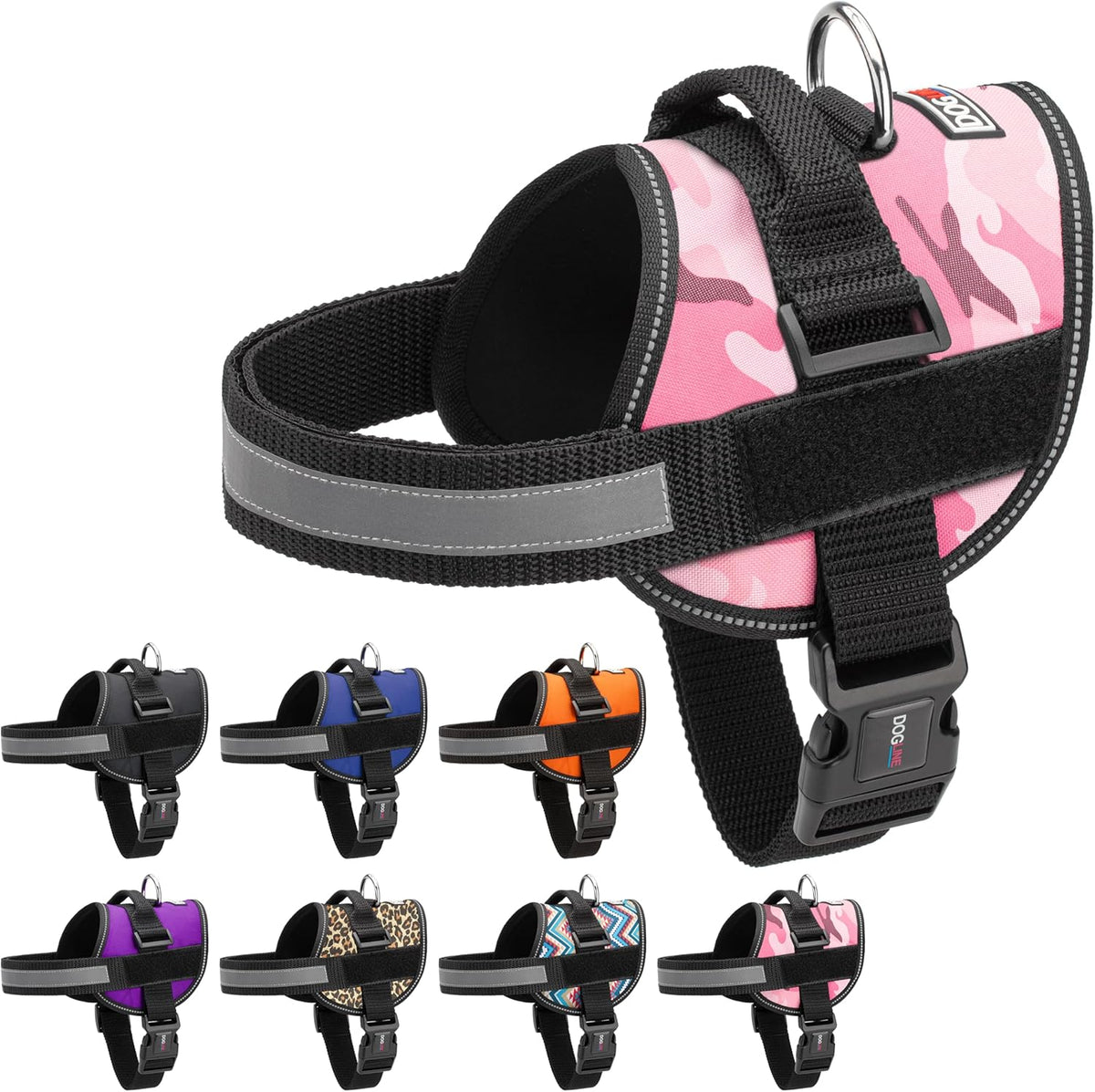 Dogline Dog Harness, Reflective No-Pull Adjustable Vest with Handle for Walking, Training