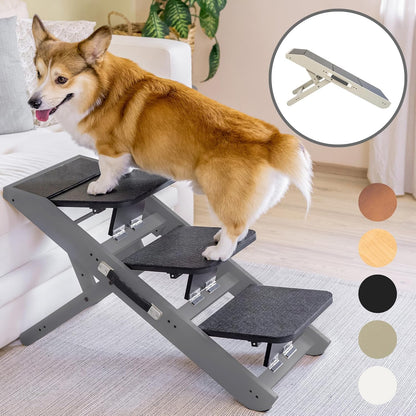 Dog Steps for Bed & Couch 2-in-1 Dog Stairs/Ramp - Height Adjustable Dog Ramp for Couch 7” - 20”