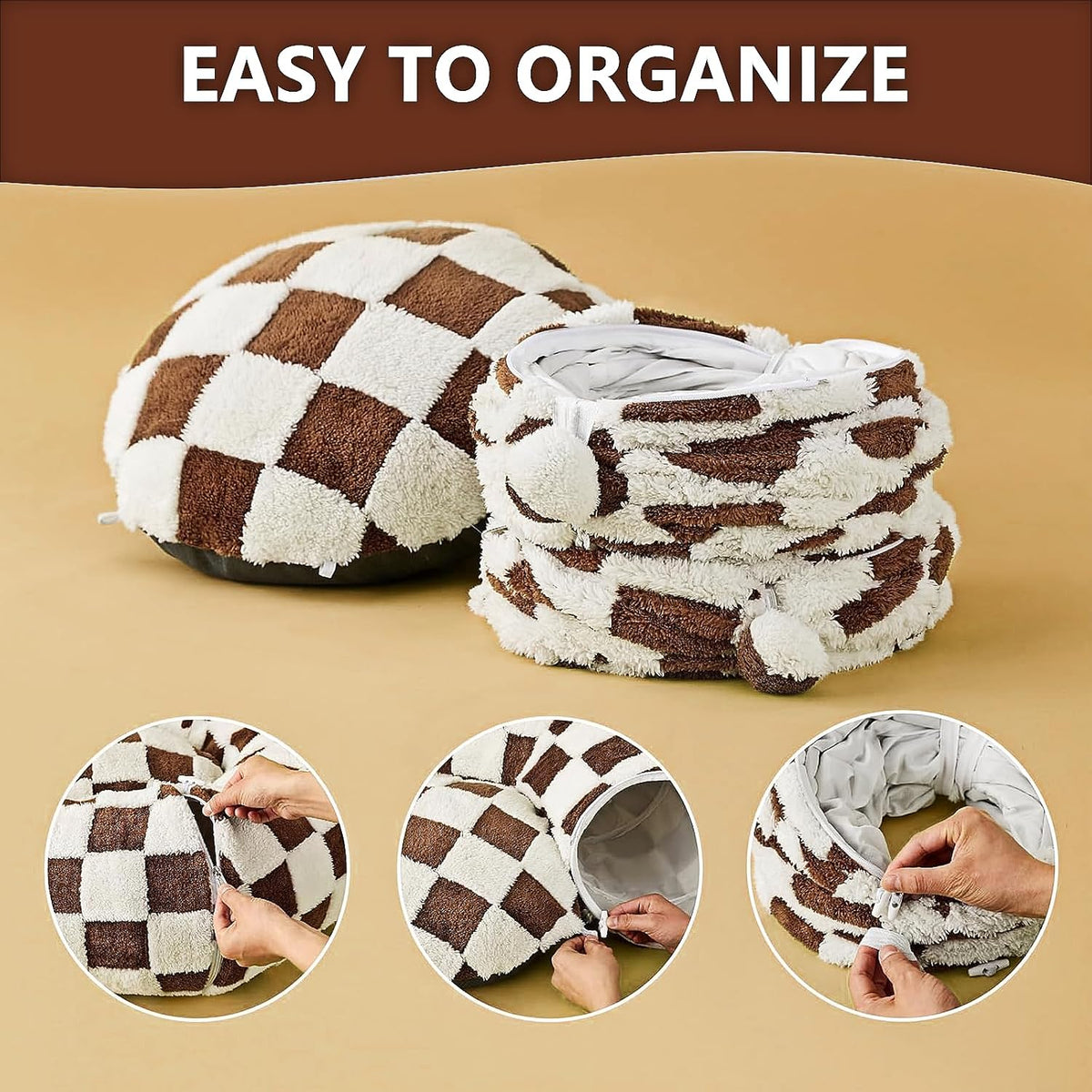Cat Tunnel Bed with Washable Cushion for Indoor Cat, Donut Cave Tube Toys for Kitten Puppy Rabbit