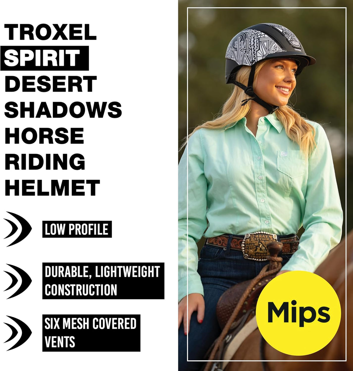 Troxel Spirit MIPS Technology Full Coverage Horse Riding Helmet, Horseback Riding Gear for
