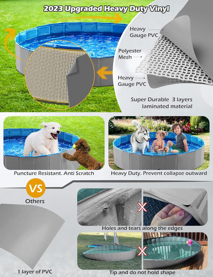 Jasonwell Foldable Dog Pet Bath Pool Collapsible Dog Pet Pool Bathing Tub Kiddie Pool Doggie Wading