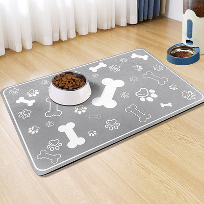 Pet Feeding Mat,Rapid Absorbent Mats for Dog Cat Food, Dog Placemat Water Bowl Mat with Rubber