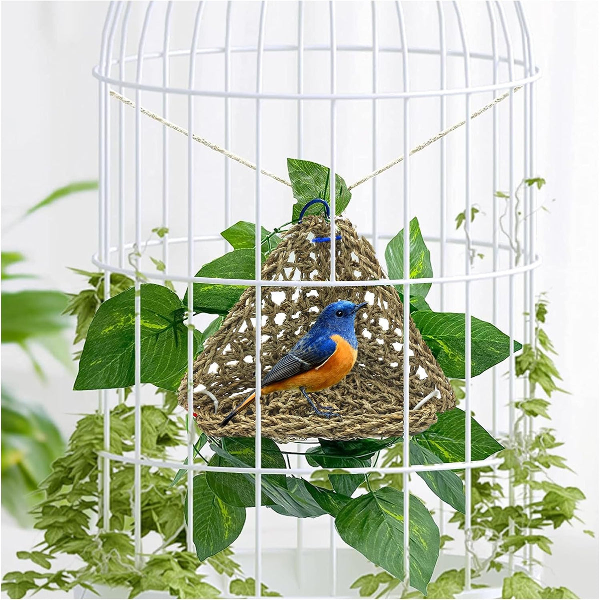 BNOSDM Bird Seagrass Mat, 3 PCS 7.1 x 7.1 Inches Parrot Natural Seagrass Woven Bird Net Hammock