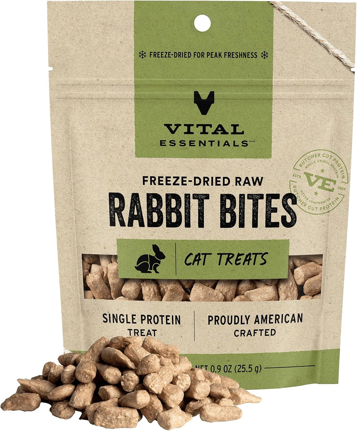 Vital Essentials Rabbit Bites Cat Treats, 0.9 oz | Freeze-Dried Raw | Single Protein | Grain Free