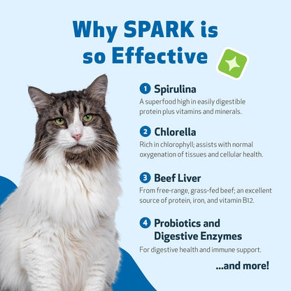 Pet Wellbeing Spark Daily Nutritional Greens Superfood for Cats - Probiotics, Prebiotics, Digestive