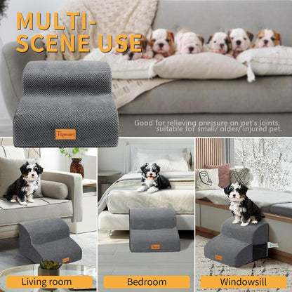 Topmart High Density Foam Pet Steps 2 Tiers,11.8" High,Non-Slip Dog Stairs,Soft Foam Dog Ramp