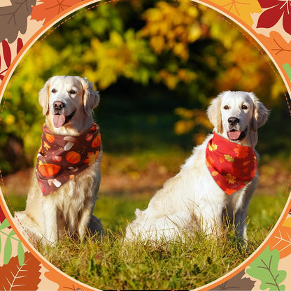 Chunful 100 Pieces Fall Dog Bandanas Bulk Autumn Pet Bandanas with Pumpkin Patterns Triangle Scarf