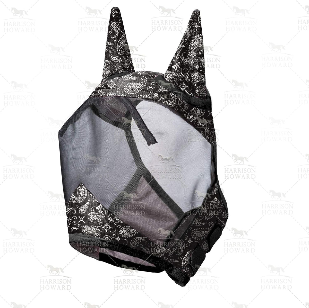 Harrison Howard LumiVista Horse Fly Mask Standard with Ears UV Protection for Horse Paisley Wave L