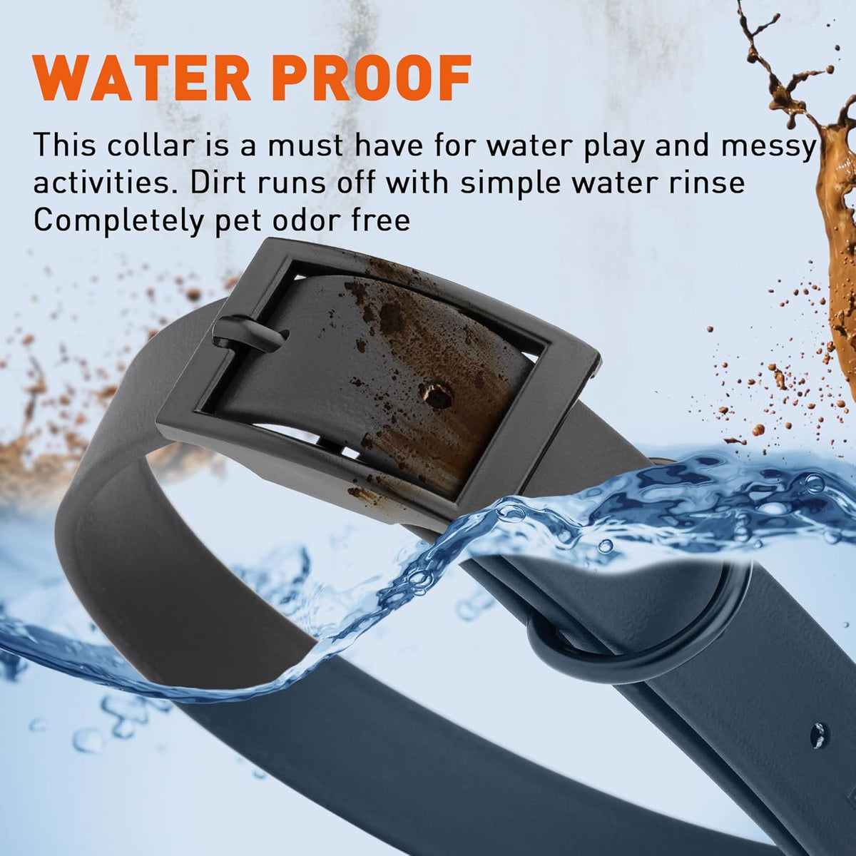 Dogline Biothane Waterproof Dog Collar Strong Coated Nylon Webbing with Black Hardware Odor- Proof