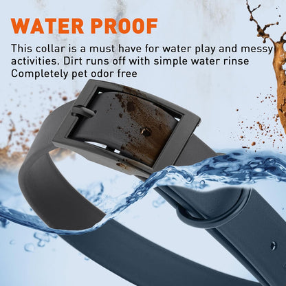 Dogline Biothane Waterproof Dog Collar Strong Coated Nylon Webbing with Black Hardware Odor- Proof