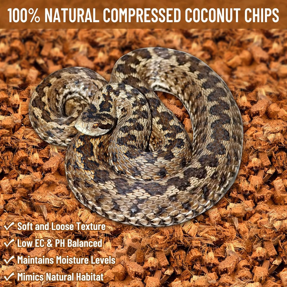 Riare 10LB Coconut Chip Substrate for Reptiles, 72 Quart Coconut Fiber Substrate Coco Chips