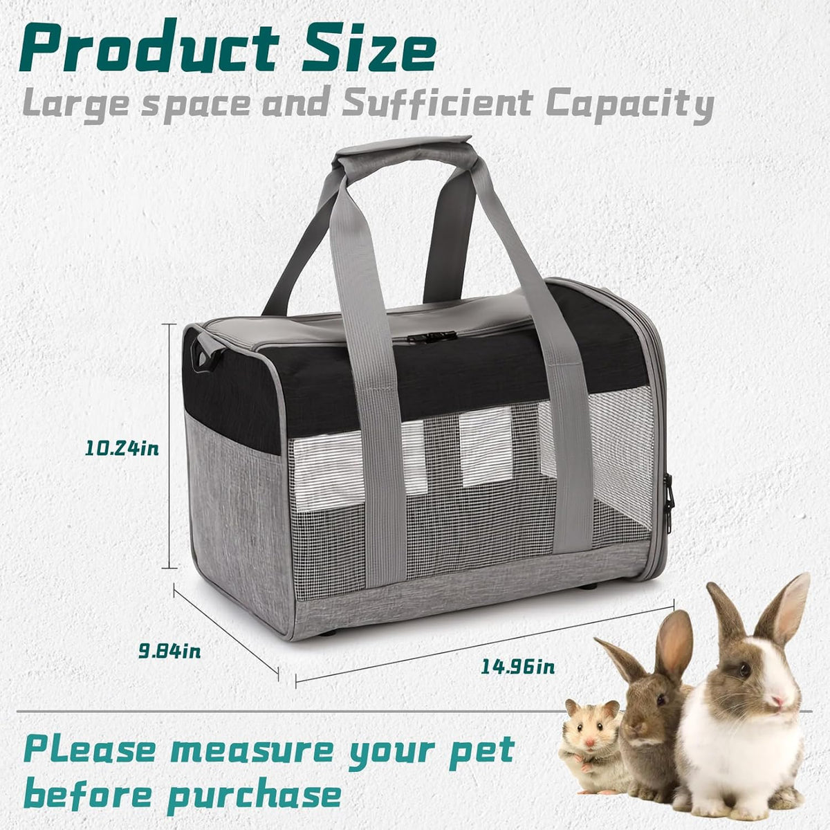 PINVNBY Bunny Carrier for Travel Camping Outdoor, Small Pet Carrier, Guinea Pig Carrier, Breathable