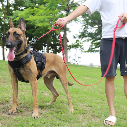 ICEFANG Tactical Dog Leash,K9 Training Walking Bungee Lead with 2 Control Handle,Heavy Duty Quick