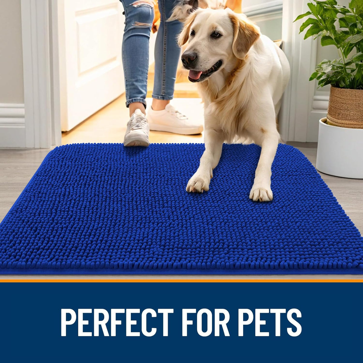 OLANLY Dog Door Mat for Muddy Paws 54x24, Absorbs Moisture and Dirt, Absorbent Non-Slip Washable