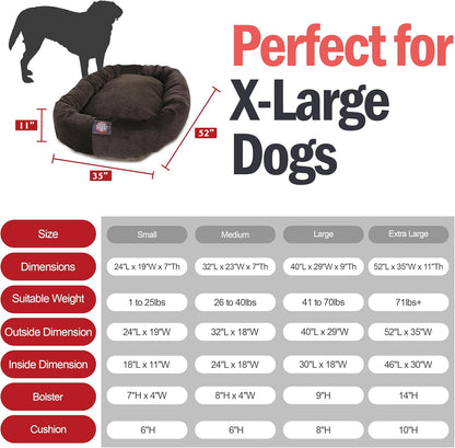 Majestic Pet 52 Inch Micro Velvet Calming Dog Bed Washable 52x35x11 (inch) – Cozy Soft Round Donut