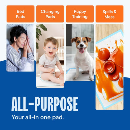 Chucks Pads Disposable [100-Pack] Multi-Purpose Pee Pads - Incontinence Underpads for Dog, Puppy &