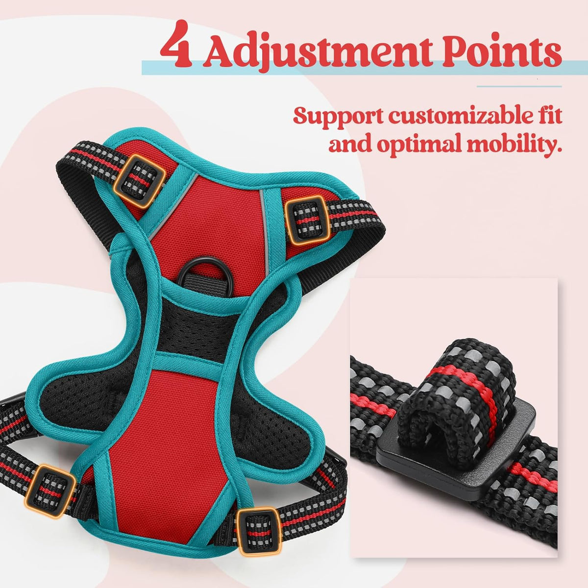 rabbitgoo Dog Harness No Pull with 2 Leash Clips, Adjustable Soft Padded, Reflective Oxford No