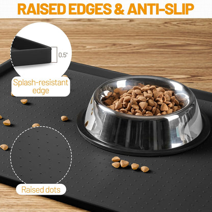 Hubulk Dog Feeding Mat,100% Waterproof Food Grade Silicone Pet Food and Water Bowl