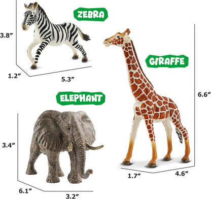 6PCS Safari Animal Figure Toys for Kids 3-5 Realistic Plastic Jungle Animal Figurines African