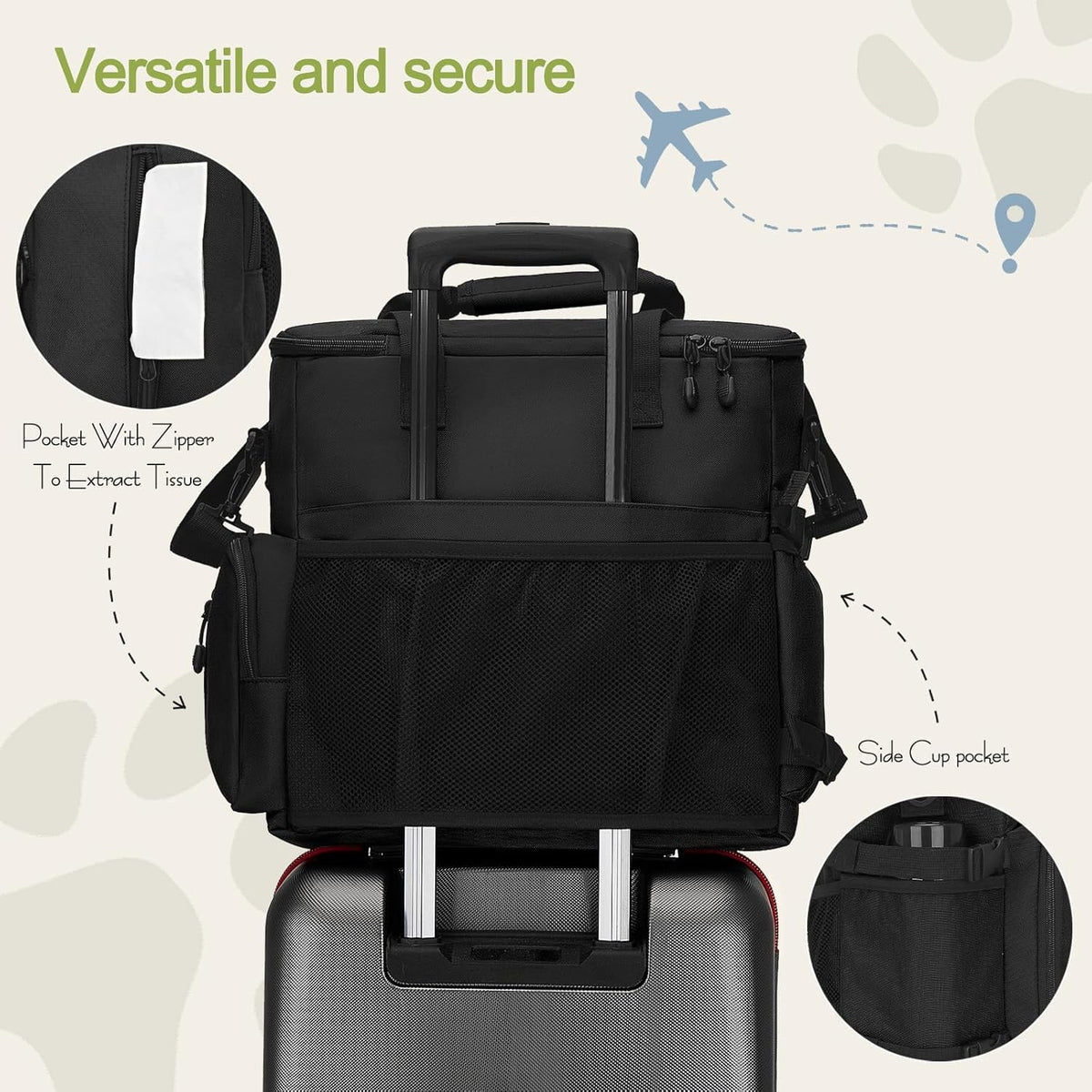 Dog Travel Bag,Weekend Pet Travel Bag Set for Dog and Cat,Airline Approved Tote Multi-Function Dog