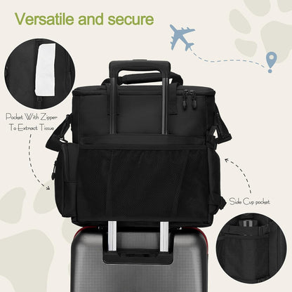 Dog Travel Bag,Weekend Pet Travel Bag Set for Dog and Cat,Airline Approved Tote Multi-Function Dog