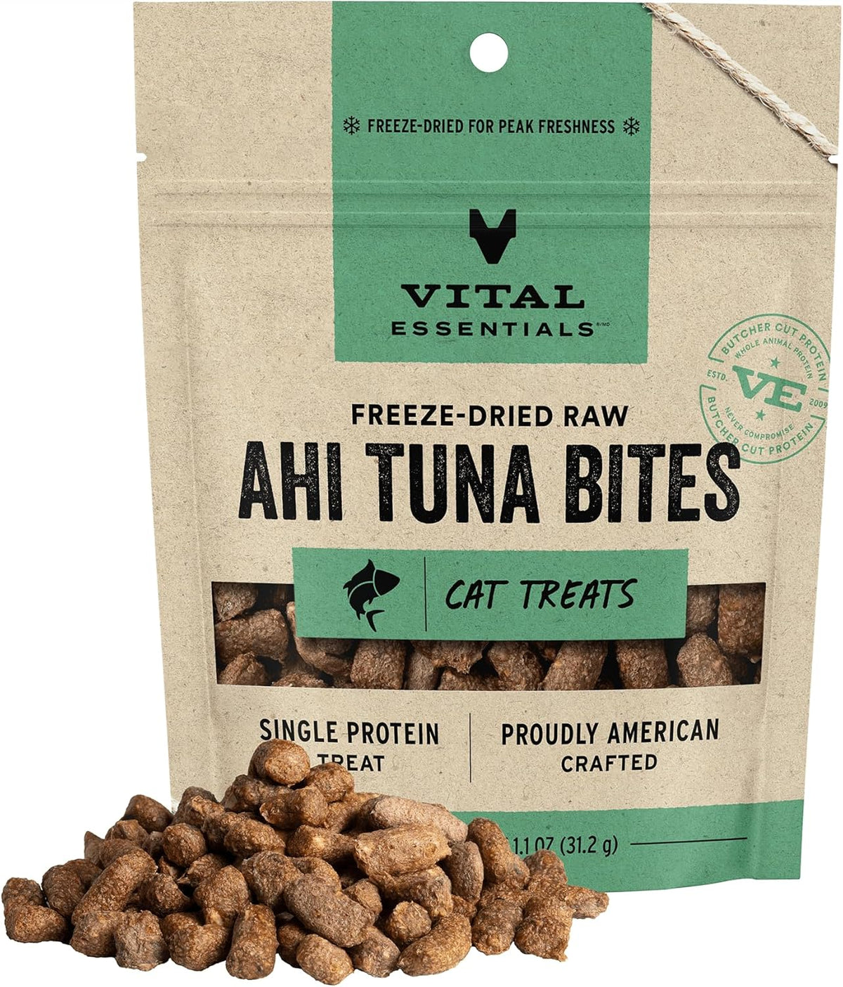 Vital Essentials Ahi Tuna Bites Cat Treats, 1.1 oz | Freeze-Dried Raw | Single Protein | Grain