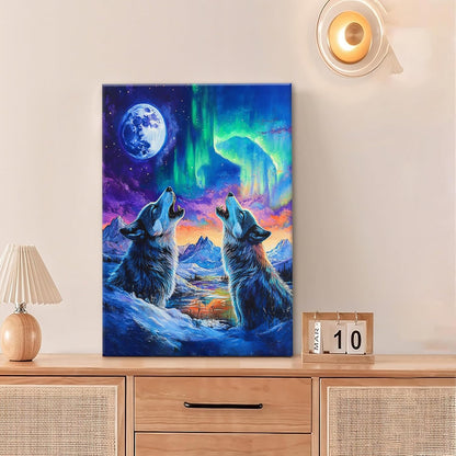 Wolf Wall Art Wolves Canvas Wall Decor Prints Framed Painting Aurora Pictures Gifts Artwork for