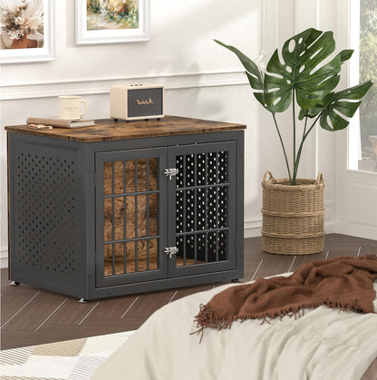 32" Heavy Duty Dog Crate Furniture for Small and Medium Dogs, Metal Kennel for High Anxiety Dogs