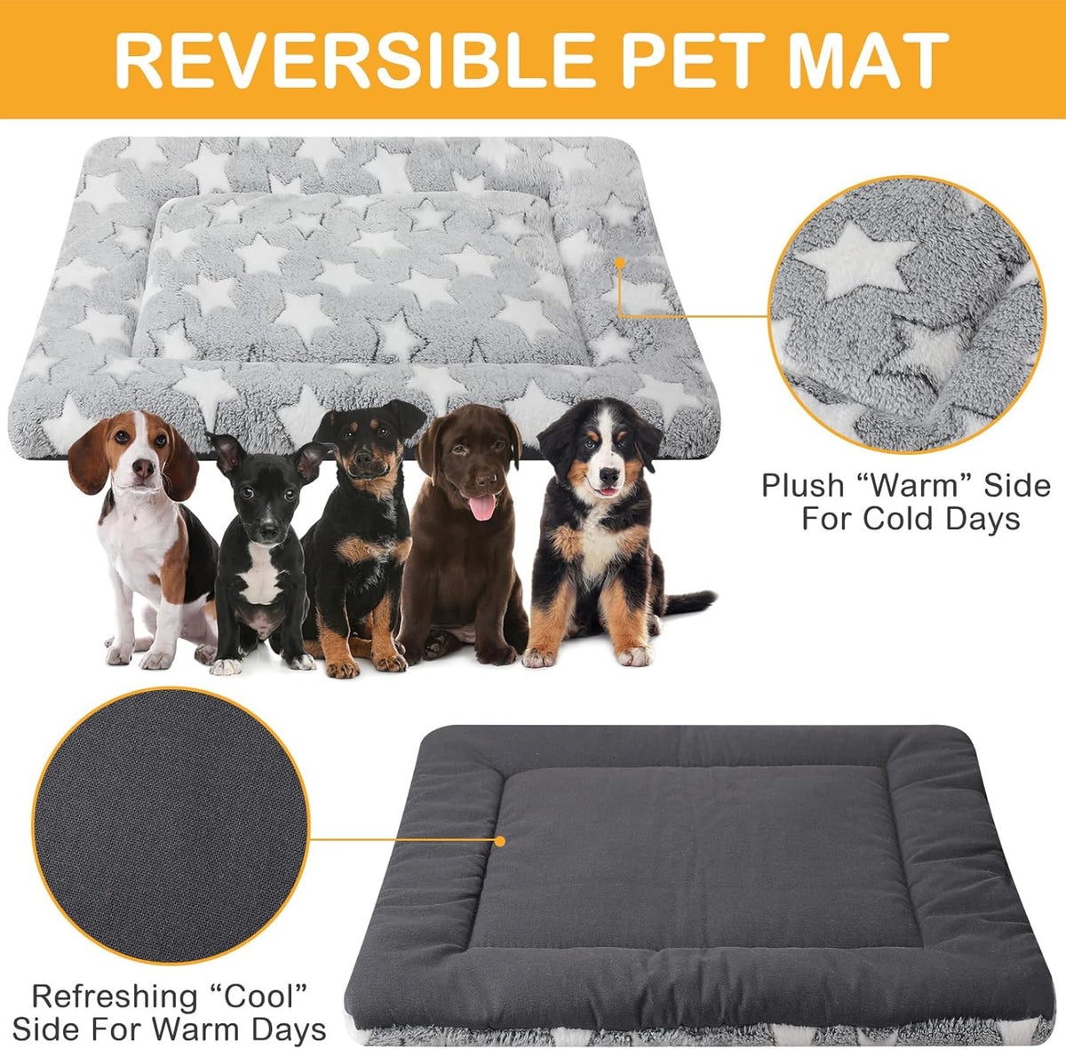 4 Pcs Washable Dog Crate Mat Kennel Pad Replaceable Reversible Pet Bed Pad for Crate Pet, Sleeping